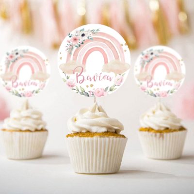 Topper Cupcake Ουράνιο Τόξο κορίτσι (6 τεμ)