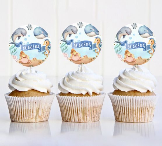 Topper Cupcake Θάλασσα (6 τεμ)
