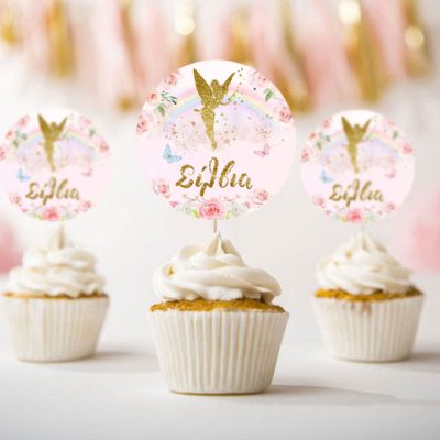 Topper Cupcake χρυσή Νεράιδα (6 τεμ)