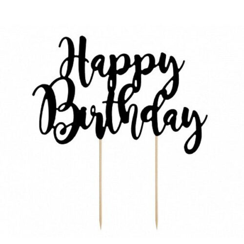 Topper τούρτας Happy Birthday Μαύρο