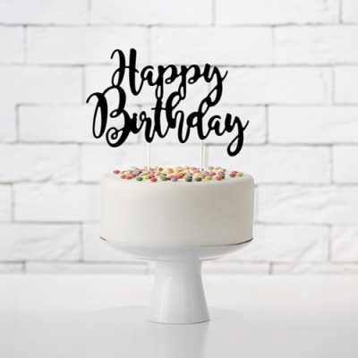 Topper τούρτας Happy Birthday Μαύρο