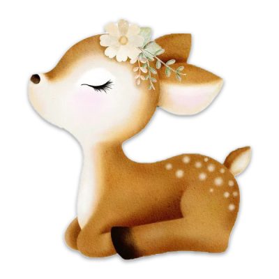 Ξύλινη φιγούρα Ελαφάκι-φλοράλ