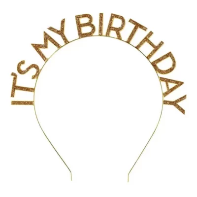 Χρυσή Στέκα με γκλίτερ "It's My Birthday"