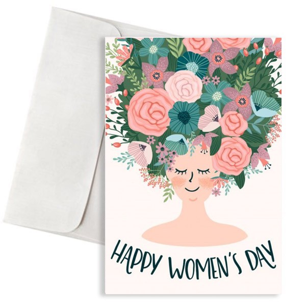 Κάρτα "Happy Woman's Day" με λουλούδια
