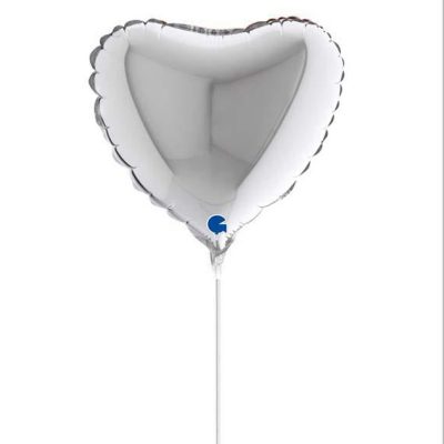 10 Mini Shape μπαλόνι Ασημί Καρδιά