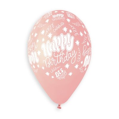 13 Μπαλόνι Happy Birthday Baby Pink 25 τεμ
