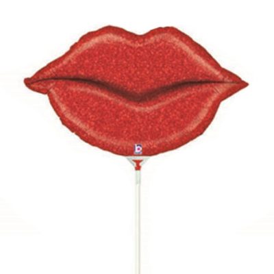 14'' Μπαλόνι Κόκκινα Χείλια με Glitter