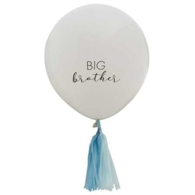 18 Big Brother λευκό Μπαλόνι με μπλε φούντες