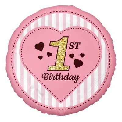 18 Μπαλόνι 1st Birthday Ροζ και Χρυσό