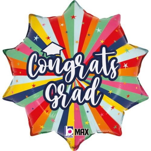 18 Μπαλόνι Αποφοίτησης Πολύχρωμο Congrats Grad