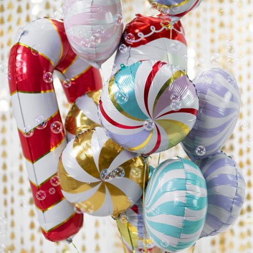 18 Μπαλόνι Candy Cane χρυσό