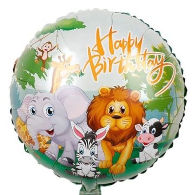 18 Μπαλόνι Happy Birthday Ζώα της Ζούγκλας