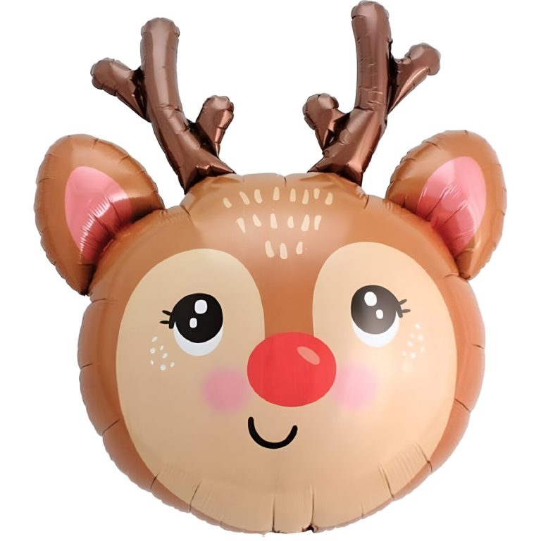 25 Μπαλόνι κεφάλι Ταρανδάκι με κόκκινη μυτούλα