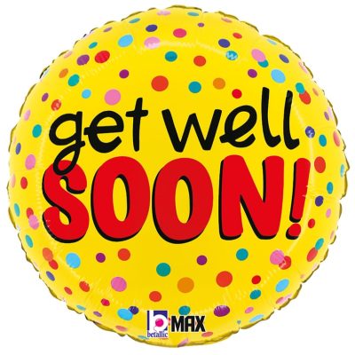 18 Μπαλόνι Κίτρινο Πουά Get Well Soon