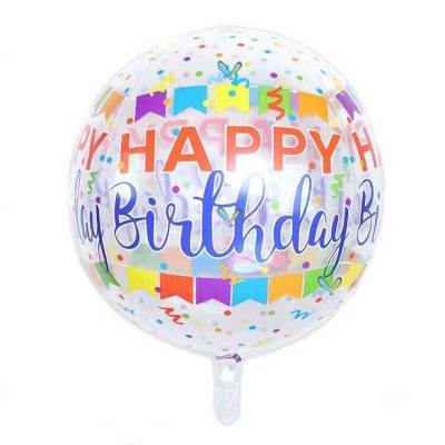 22 Μπαλόνι Διάφανο Happy Birthday Banner 4D