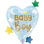 25 Μπαλόνι Καρδιά Baby Boy Stars NO PKG