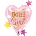 25 Μπαλόνι Καρδιά Baby Girl Stars ΝΟ PKG