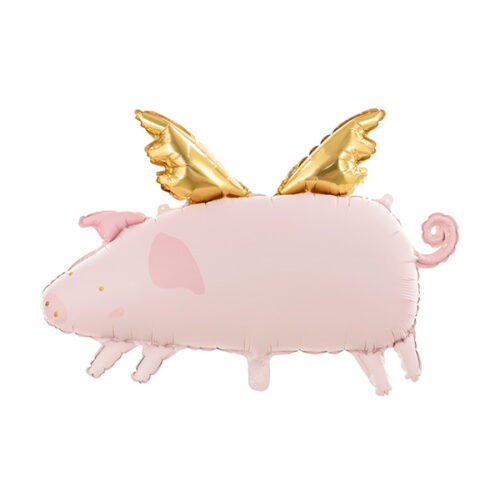 28'' Μπαλόνι Γουρουνάκι με χρυσά φτερά