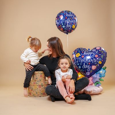 28 Μπαλόνι Καρδιά Mother's Day μπλε φλοράλ