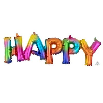 30 Μπαλόνι Rainbow φράση Happy
