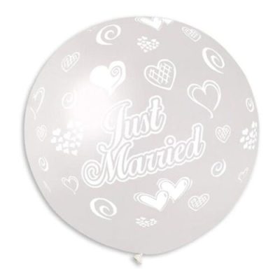 31'' Μπαλόνι τυπωμένο Just Married με καρδιές