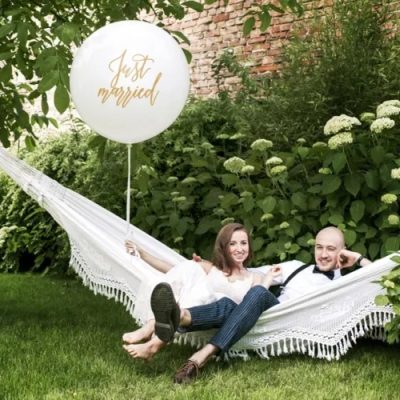 40 Τεράστιο Μπαλόνι Just Married λευκό