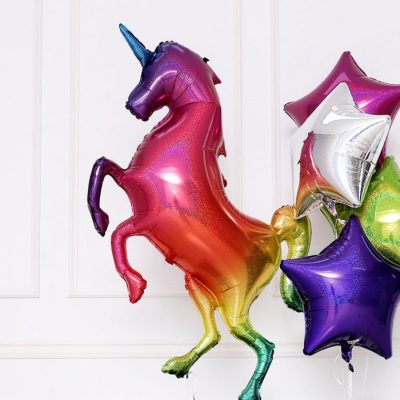 46 Μπαλόνι Μονόκερος Rainbow με γκλίτερ