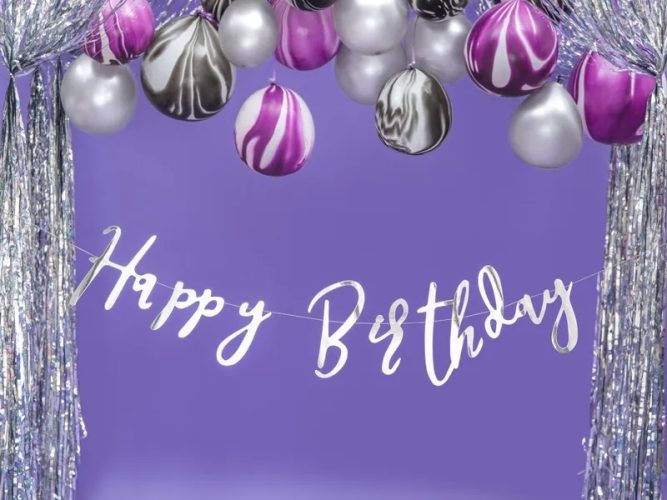 Ασημί Γιρλάντα Happy Birthday 16.5x62cm