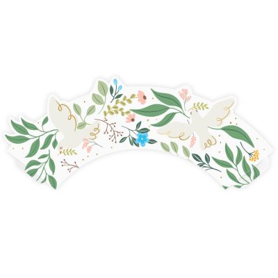 Χαρτάκια για cupcake Λουλούδια & Περιστέρια 6 τεμ