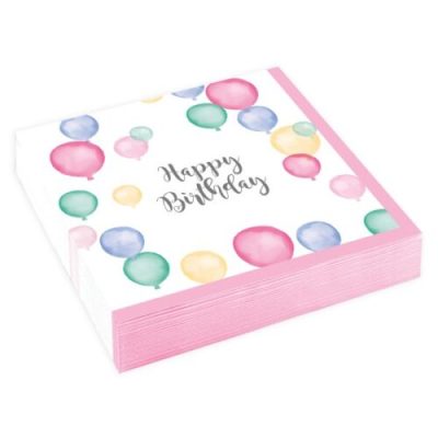 Χαρτοπετσέτες γυκού Happy Birthday παστέλ 16 τεμ