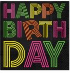 Χαρτοπετσέτες Happy Birthday Neons 20 τεμ