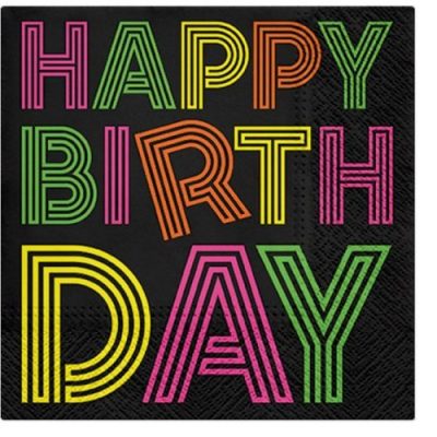 Χαρτοπετσέτες Happy Birthday Neons 20 τεμ