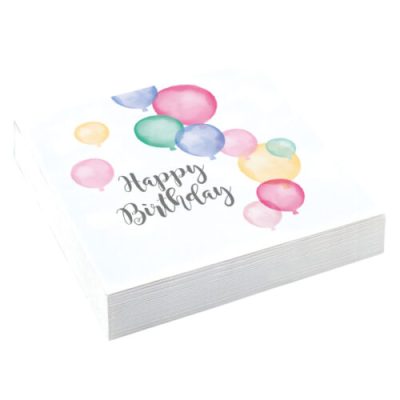 Χαρτοπετσέτες φαγητού Happy Birthday παστέλ 20 τεμ