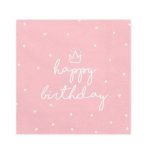 Χαρτοπετσέτες ροζ Happy Birthday 20 τεμ