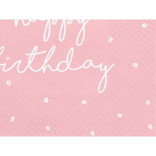 Χαρτοπετσέτες ροζ Happy Birthday 20 τεμ