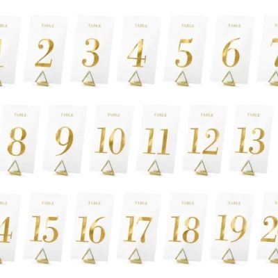 Διάφανη Αρίθμηση Τραπεζιών με χρυσή εκτύπωση 20 τεμ