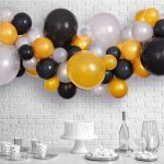 DIY Μαύρο-Ασημί-Χρυσό Γιρλάντα με Μπαλόνια 65 τεμ