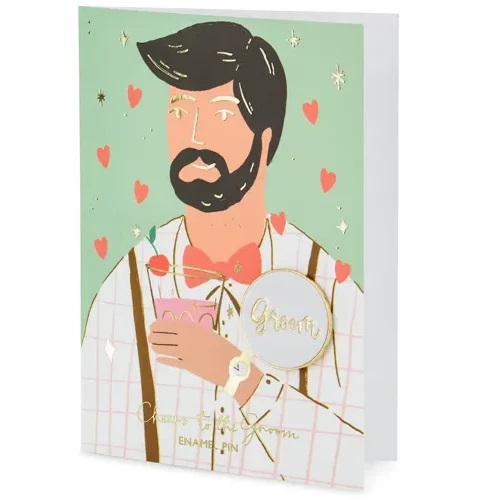 Ευχετήρια Κάρτα Groom με αποσπώμενη καρφίτσα