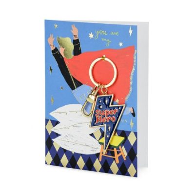 Ευχετήρια Κάρτα με μπρελόκ Super Hero