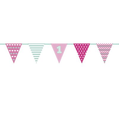 Γιρλάντα 1st Birthday ροζ & μέντα 1,35m