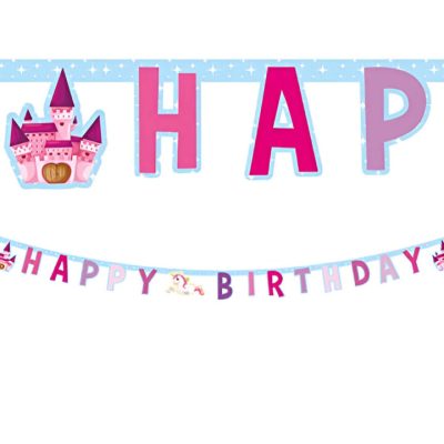 Γιρλάντα Happy Birthday Μονόκερος και Κάστρο 1,85m