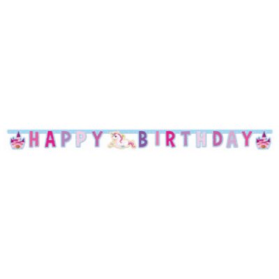 Γιρλάντα Happy Birthday Μονόκερος και Κάστρο 1,85m