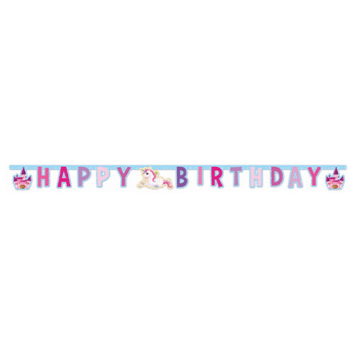 Γιρλάντα Happy Birthday Μονόκερος και Κάστρο 1,85m