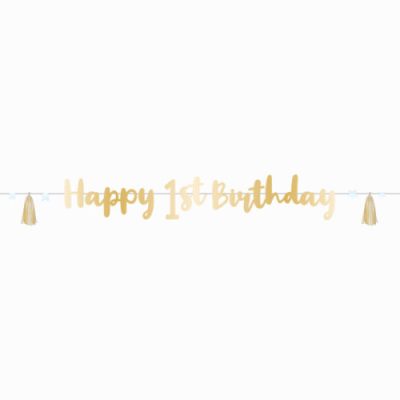 Γιρλάντα Happy 1st Birthday γαλάζιο Ombre