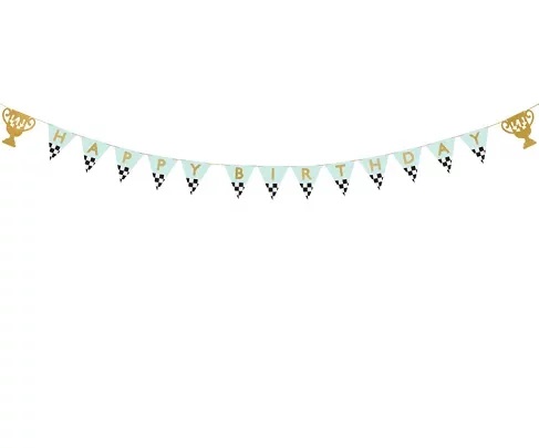 Γιρλάντα Happy Birthday Καρό με Κύπελλα 2,5m