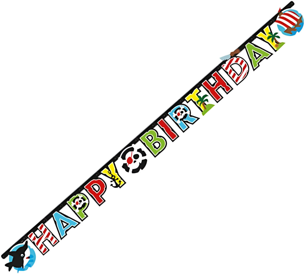 Γιρλάντα Happy Birthday Πειρατές και Καρχαρίες 1,80m Γιρλάντα Happy Birthday Πειρατές και Καρχαρίες 1,80m