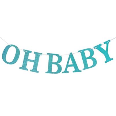 Glitter Μπάνερ Oh Baby γαλάζιο
