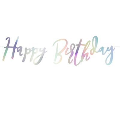 Ιριδίζον μπάνερ Happy Birthday