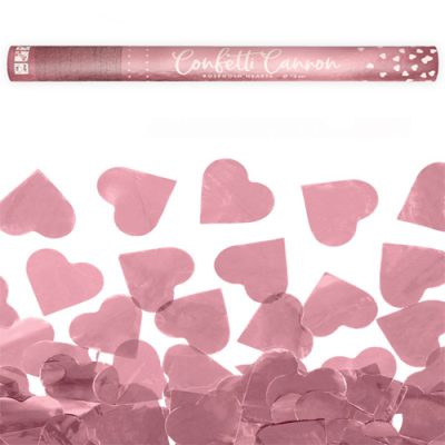 Κανονάκι με rosegold κομφετί Καρδιές 60cm