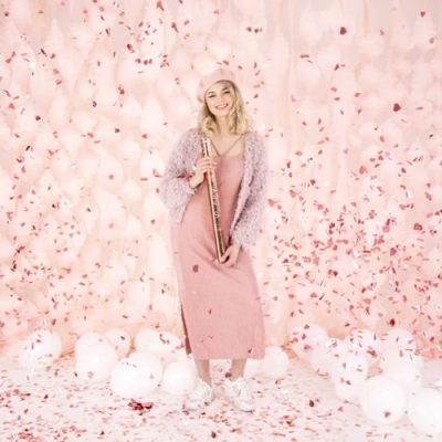 Κανονάκι με rosegold κομφετί Καρδιές 60cm